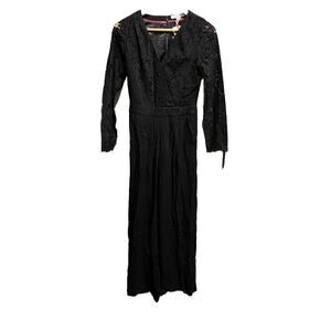 Boden Black Lace‎ Long Sleeve V Neck Women's Jumpsuit Size 2R NWT